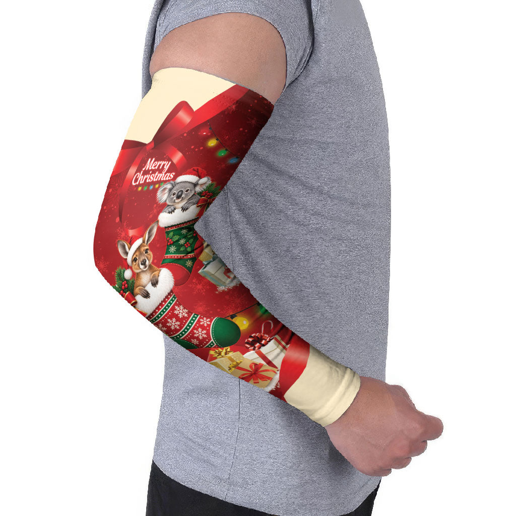 Kangaroo Koala Cockatoo Christmas Australia Arm Sleeves Aussie Xmas Sock Coquette Bow