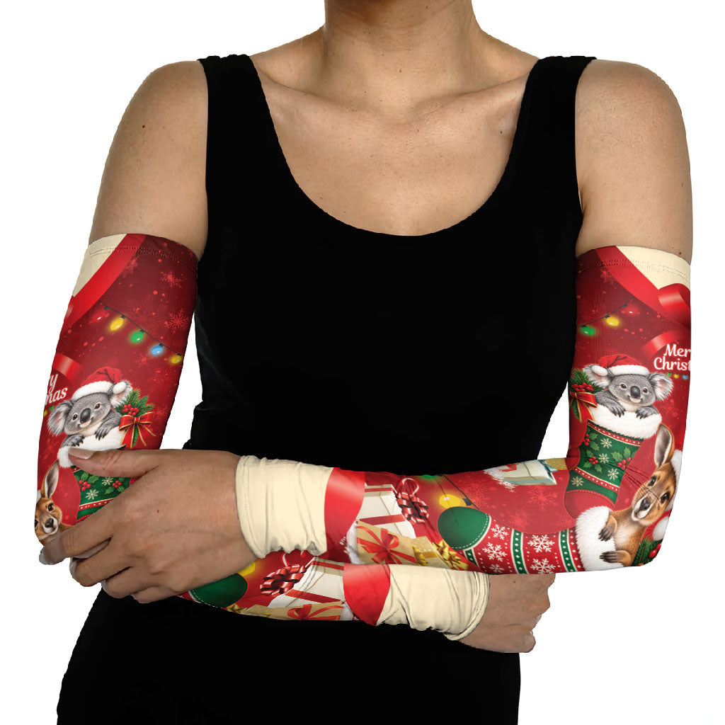 Kangaroo Koala Cockatoo Christmas Australia Arm Sleeves Aussie Xmas Sock Coquette Bow