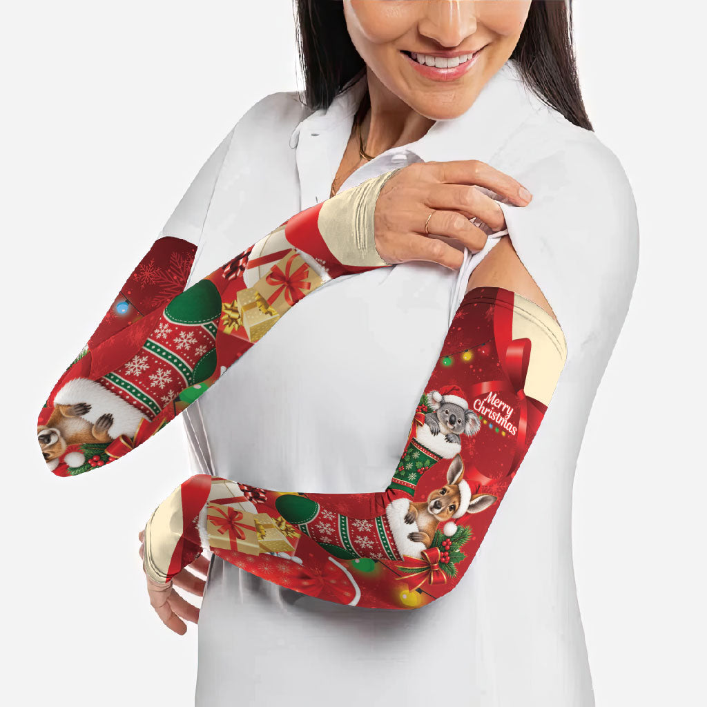 Kangaroo Koala Cockatoo Christmas Australia Arm Sleeves Aussie Xmas Sock Coquette Bow