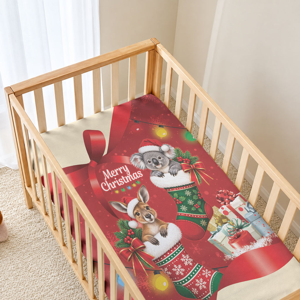 Kangaroo Koala Cockatoo Christmas Australia Baby Bed Cover Aussie Xmas Sock Coquette Bow