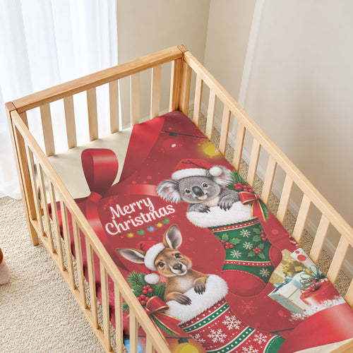 Kangaroo Koala Cockatoo Christmas Australia Baby Bed Cover Aussie Xmas Sock Coquette Bow