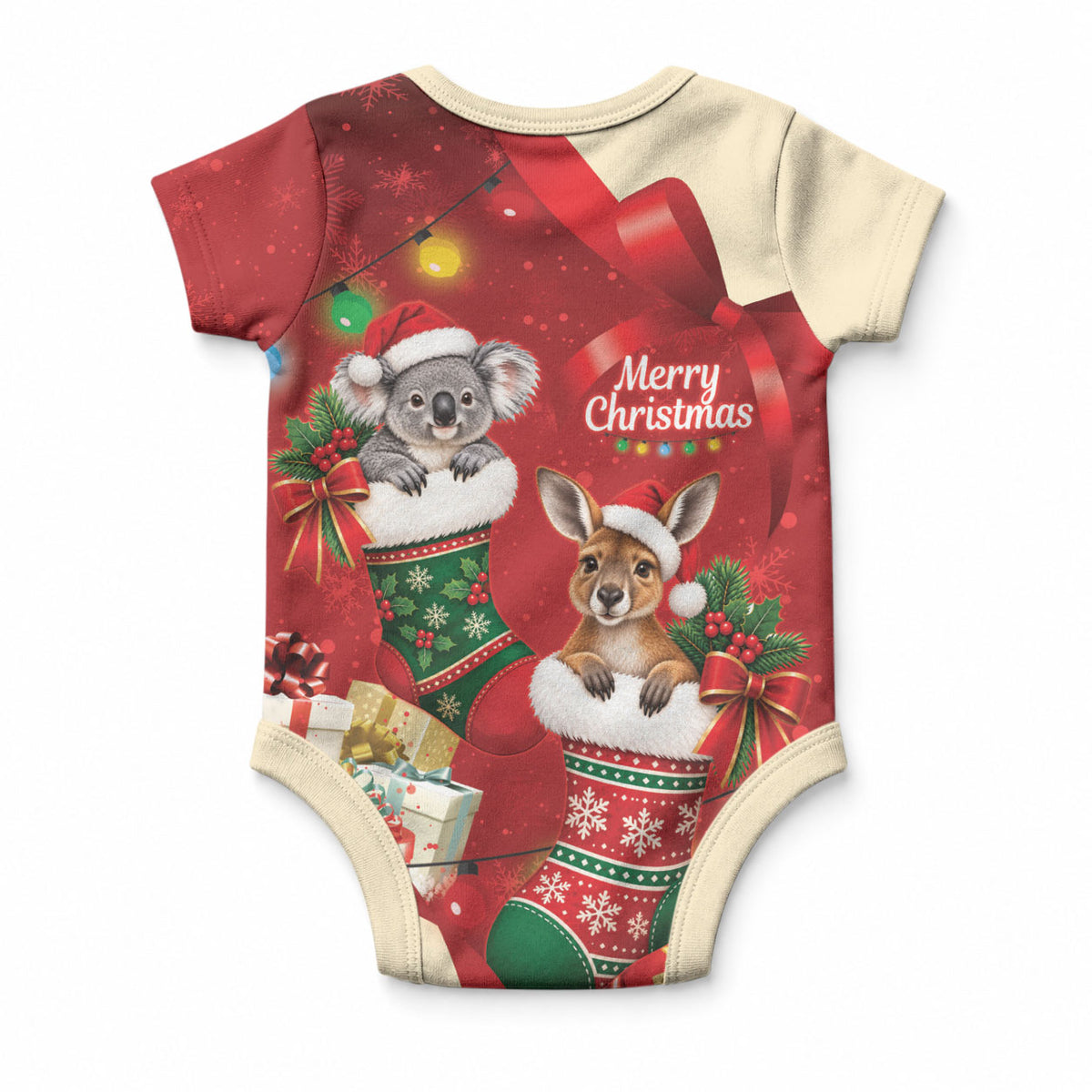 Kangaroo Koala Cockatoo Christmas Australia Baby Onesie Aussie Xmas Sock Coquette Bow