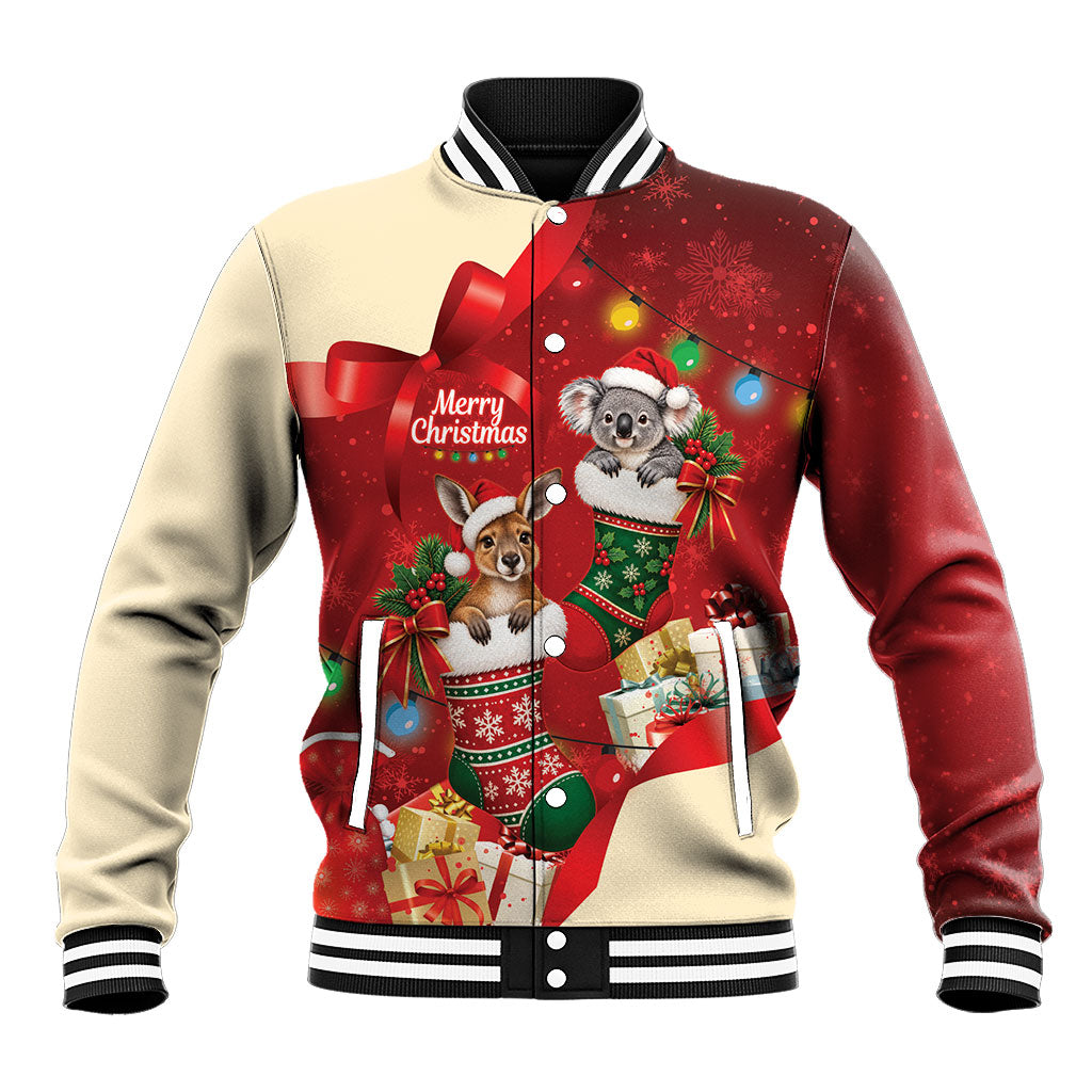 Kangaroo Koala Cockatoo Christmas Australia Baseball Jacket Aussie Xmas Sock Coquette Bow