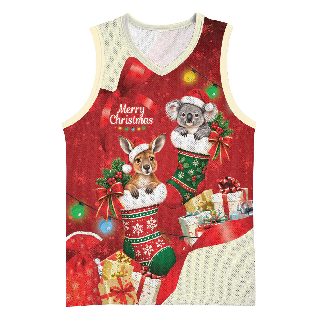 Kangaroo Koala Cockatoo Christmas Australia Basketball Jersey Aussie Xmas Sock Coquette Bow