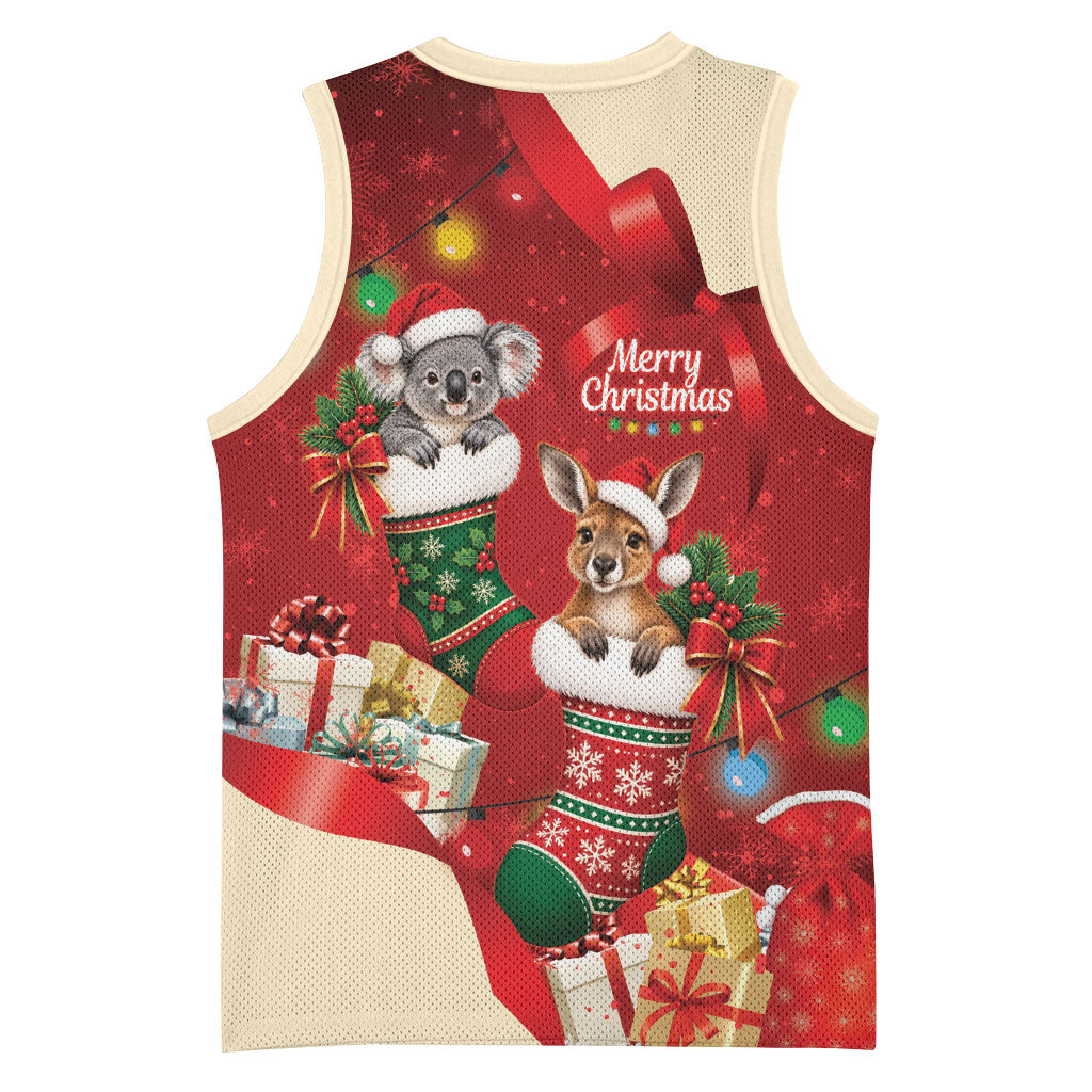 Kangaroo Koala Cockatoo Christmas Australia Basketball Jersey Aussie Xmas Sock Coquette Bow