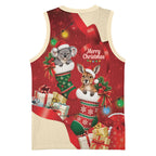 Kangaroo Koala Cockatoo Christmas Australia Basketball Jersey Aussie Xmas Sock Coquette Bow