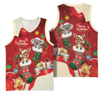 Kangaroo Koala Cockatoo Christmas Australia Basketball Jersey Aussie Xmas Sock Coquette Bow