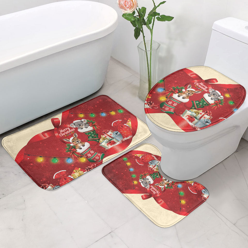 Kangaroo Koala Cockatoo Christmas Australia Bathroom Set Aussie Xmas Sock Coquette Bow