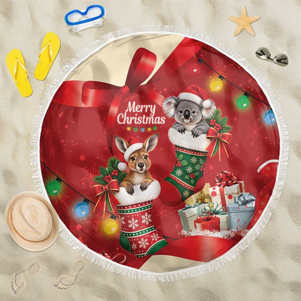 Kangaroo Koala Cockatoo Christmas Australia Beach Blanket Aussie Xmas Sock Coquette Bow