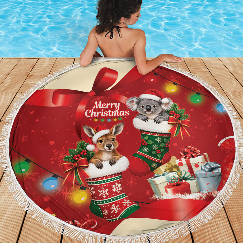 Kangaroo Koala Cockatoo Christmas Australia Beach Blanket Aussie Xmas Sock Coquette Bow
