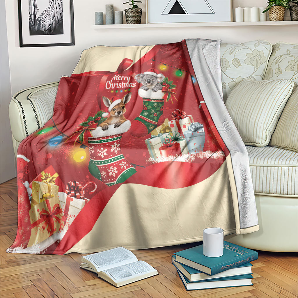 Kangaroo Koala Cockatoo Christmas Australia Blanket Aussie Xmas Sock Coquette Bow