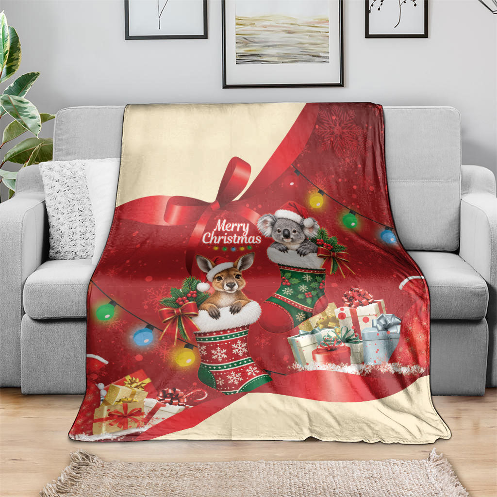 Kangaroo Koala Cockatoo Christmas Australia Blanket Aussie Xmas Sock Coquette Bow
