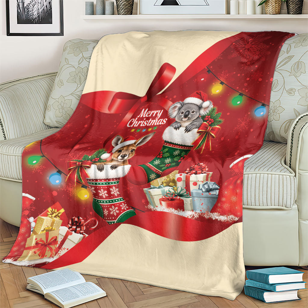 Kangaroo Koala Cockatoo Christmas Australia Blanket Aussie Xmas Sock Coquette Bow