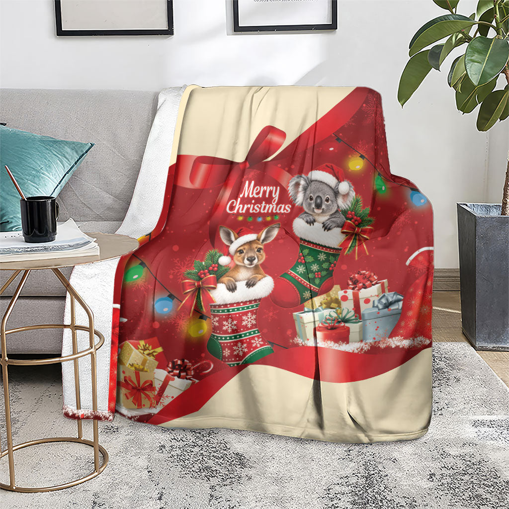 Kangaroo Koala Cockatoo Christmas Australia Blanket Aussie Xmas Sock Coquette Bow