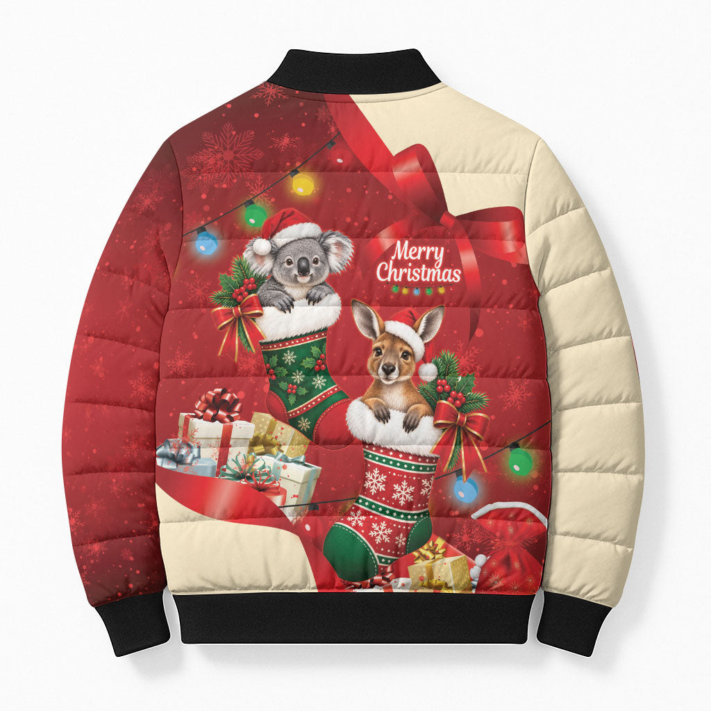 Kangaroo Koala Cockatoo Christmas Australia Bomber Puffer Jacket Aussie Xmas Sock Coquette Bow