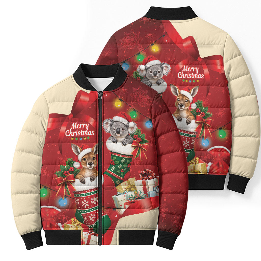 Kangaroo Koala Cockatoo Christmas Australia Bomber Puffer Jacket Aussie Xmas Sock Coquette Bow