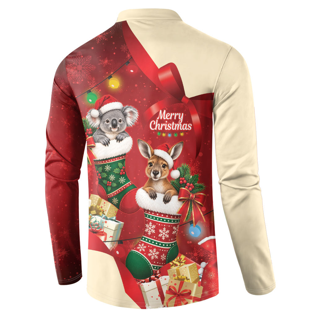 Kangaroo Koala Cockatoo Christmas Australia Button Sweatshirt Aussie Xmas Sock Coquette Bow