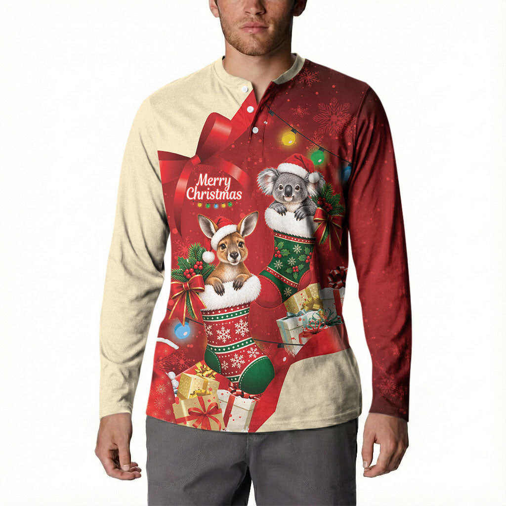 Kangaroo Koala Cockatoo Christmas Australia Button Sweatshirt Aussie Xmas Sock Coquette Bow