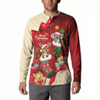Kangaroo Koala Cockatoo Christmas Australia Button Sweatshirt Aussie Xmas Sock Coquette Bow
