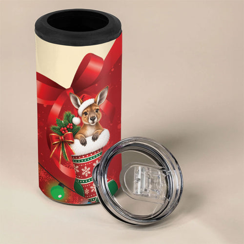 Kangaroo Koala Cockatoo Christmas Australia 4 in 1 Can Cooler Tumbler Aussie Xmas Sock Coquette Bow