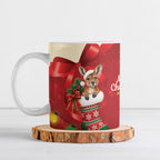 Kangaroo Koala Cockatoo Christmas Australia Ceramic Mug Aussie Xmas Sock Coquette Bow