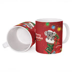 Kangaroo Koala Cockatoo Christmas Australia Ceramic Mug Aussie Xmas Sock Coquette Bow