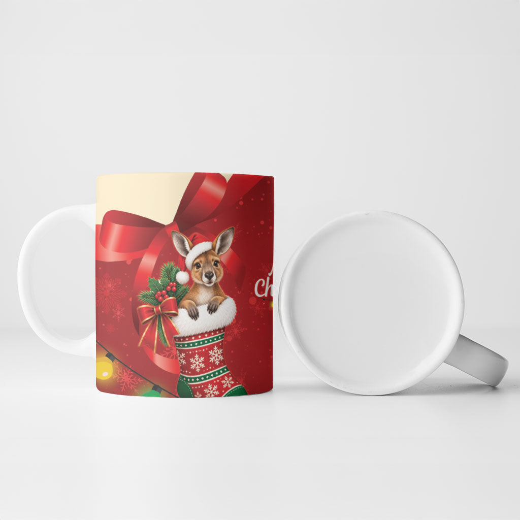 Kangaroo Koala Cockatoo Christmas Australia Ceramic Mug Aussie Xmas Sock Coquette Bow