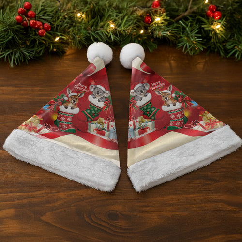 Kangaroo Koala Cockatoo Christmas Australia Christmas Santa Hat Aussie Xmas Sock Coquette Bow