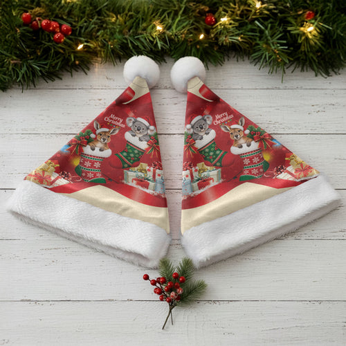 Kangaroo Koala Cockatoo Christmas Australia Christmas Santa Hat Aussie Xmas Sock Coquette Bow