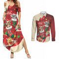 Kangaroo Koala Cockatoo Christmas Australia Couples Matching Summer Maxi Dress and Long Sleeve Button Shirt Aussie Xmas Sock Coquette Bow