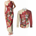 Kangaroo Koala Cockatoo Christmas Australia Couples Matching Tank Maxi Dress and Long Sleeve Button Shirt Aussie Xmas Sock Coquette Bow