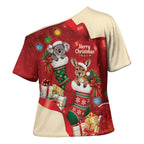 Kangaroo Koala Cockatoo Christmas Australia Cross Shoulder Shirt Aussie Xmas Sock Coquette Bow
