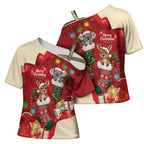 Kangaroo Koala Cockatoo Christmas Australia Cross Shoulder Shirt Aussie Xmas Sock Coquette Bow