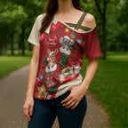 Kangaroo Koala Cockatoo Christmas Australia Cross Shoulder Shirt Aussie Xmas Sock Coquette Bow