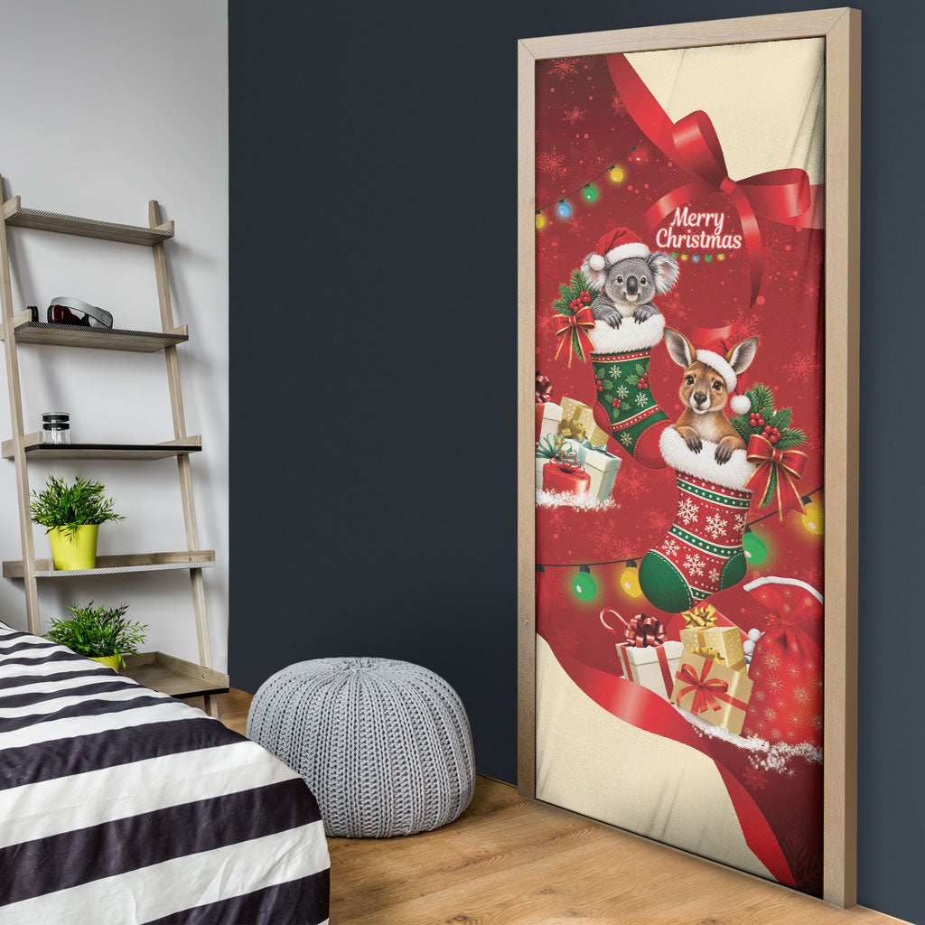 Kangaroo Koala Cockatoo Christmas Australia Door Cover Aussie Xmas Sock Coquette Bow