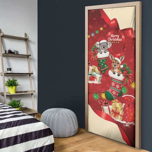Kangaroo Koala Cockatoo Christmas Australia Door Cover Aussie Xmas Sock Coquette Bow
