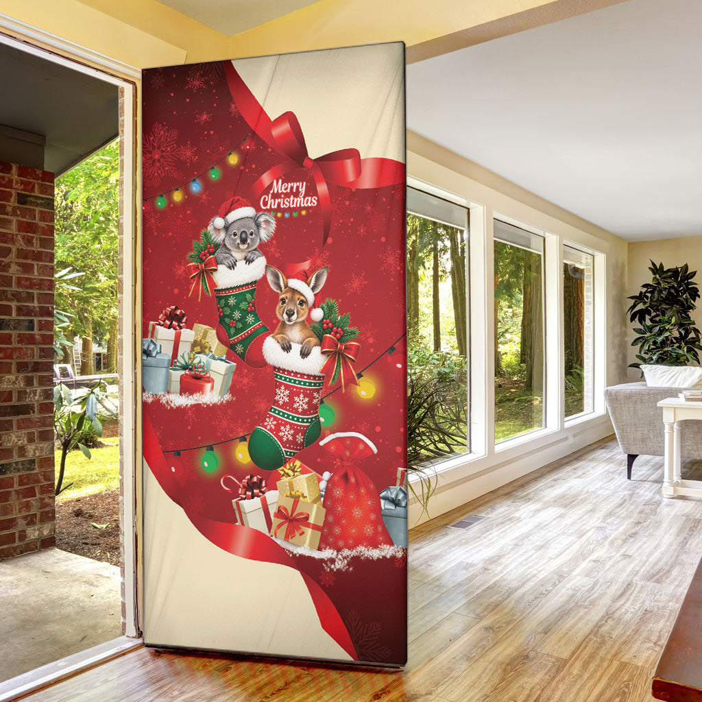 Kangaroo Koala Cockatoo Christmas Australia Door Cover Aussie Xmas Sock Coquette Bow