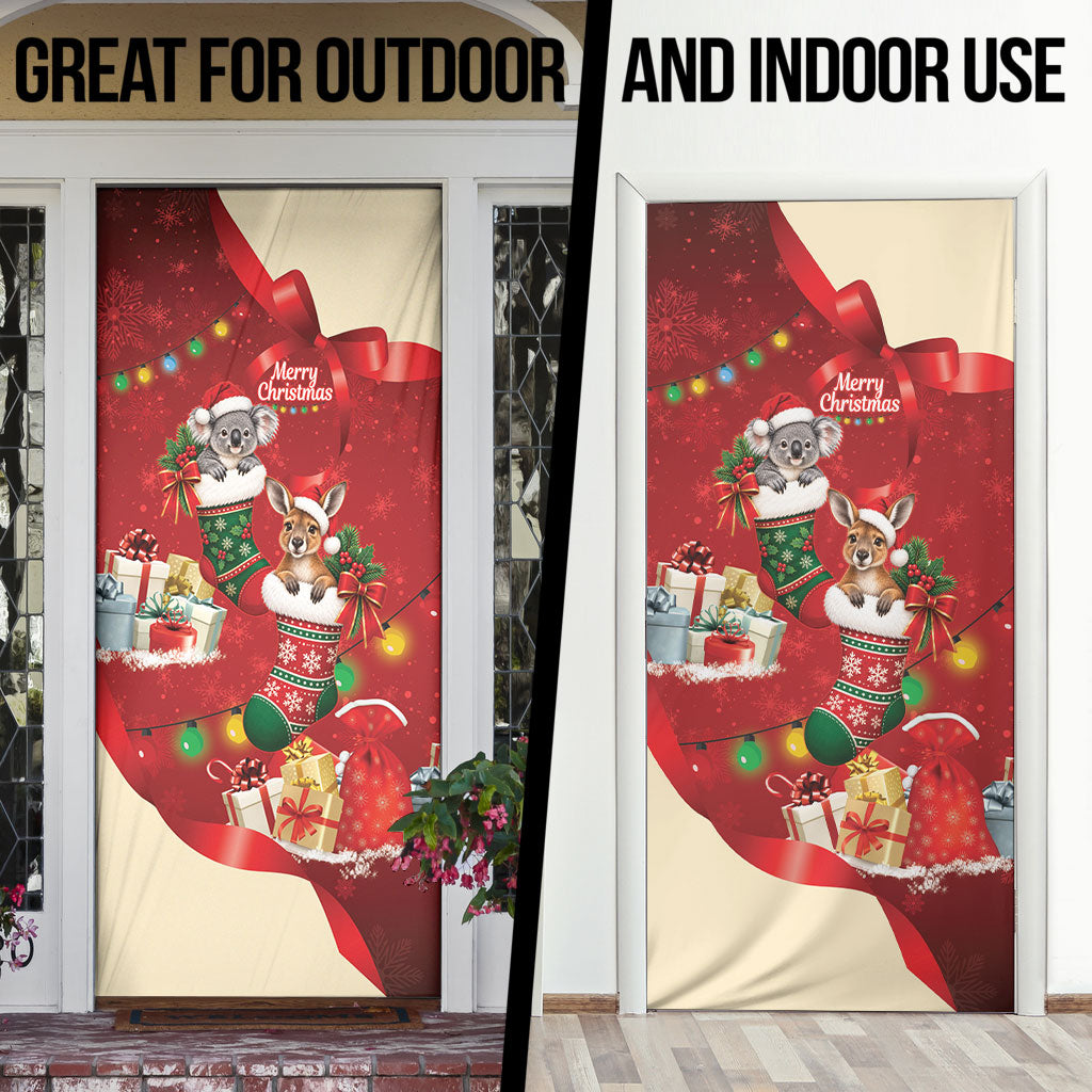 Kangaroo Koala Cockatoo Christmas Australia Door Cover Aussie Xmas Sock Coquette Bow