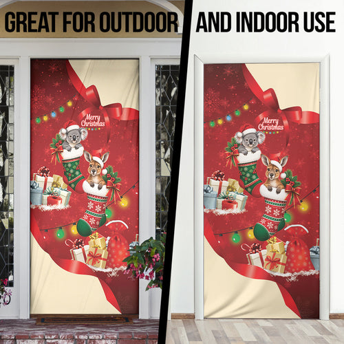 Kangaroo Koala Cockatoo Christmas Australia Door Cover Aussie Xmas Sock Coquette Bow