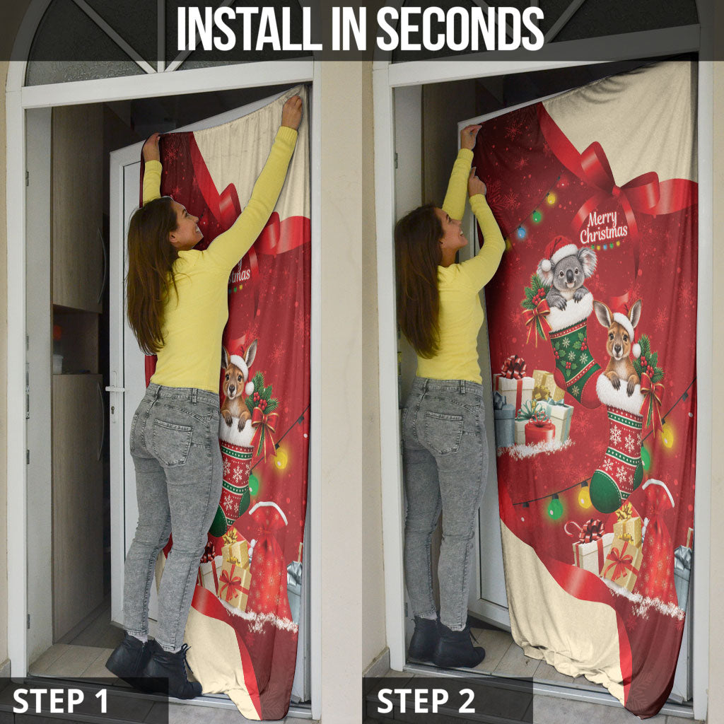 Kangaroo Koala Cockatoo Christmas Australia Door Cover Aussie Xmas Sock Coquette Bow