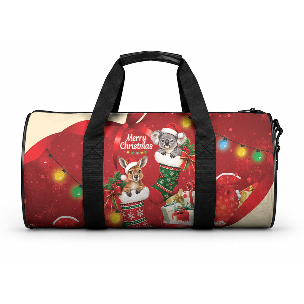 Kangaroo Koala Cockatoo Christmas Australia Duffle Bag Aussie Xmas Sock Coquette Bow