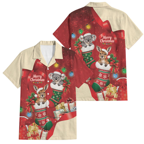 Kangaroo Koala Cockatoo Christmas Australia Family Matching Summer Maxi Dress and Hawaiian Shirt Aussie Xmas Sock Coquette Bow