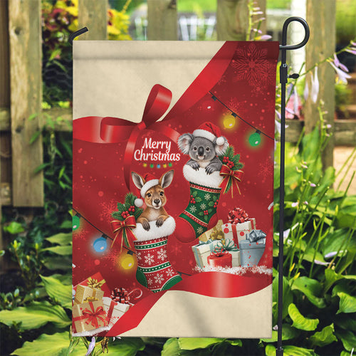 Kangaroo Koala Cockatoo Christmas Australia Garden Flag Aussie Xmas Sock Coquette Bow