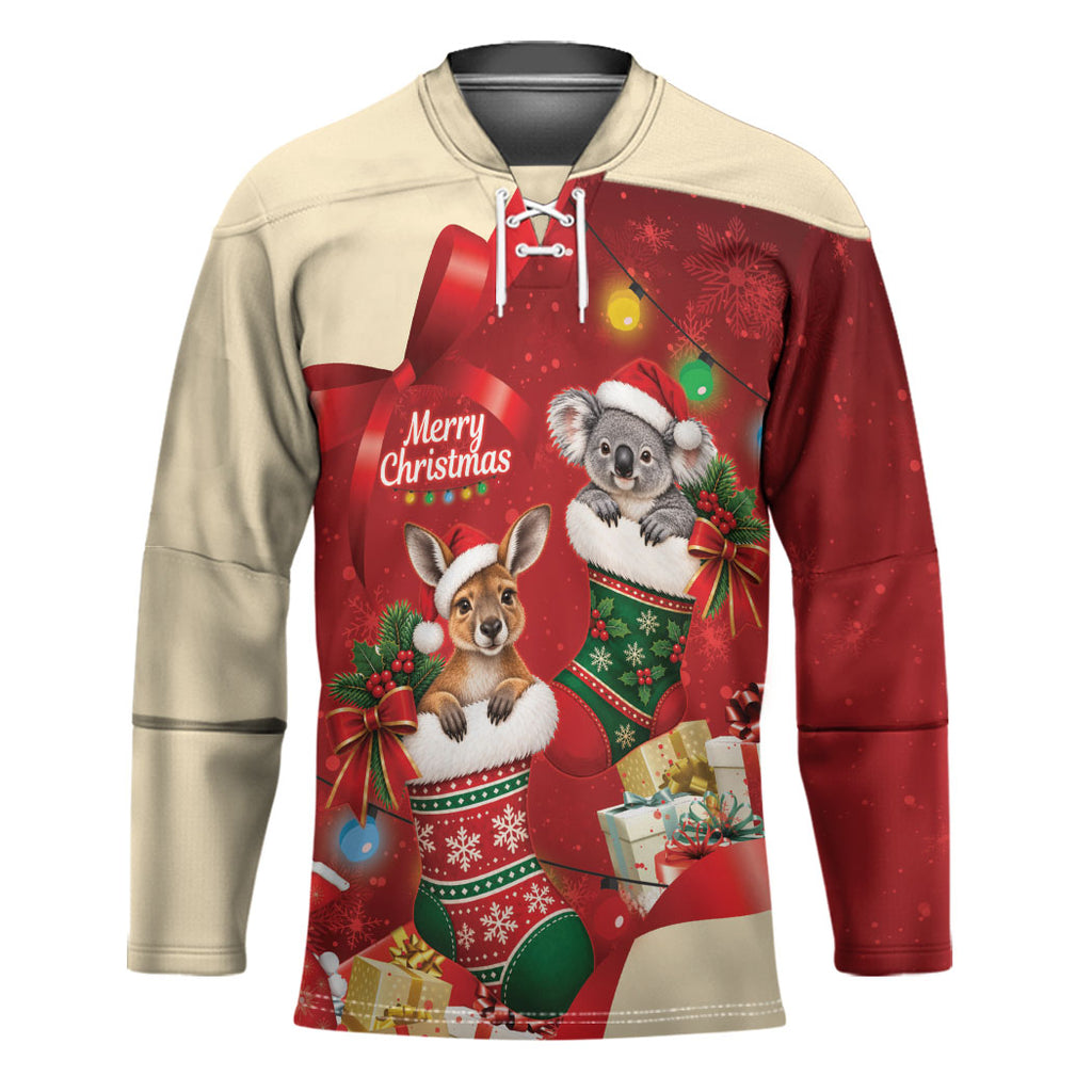 Kangaroo Koala Cockatoo Christmas Australia Hockey Jersey Aussie Xmas Sock Coquette Bow