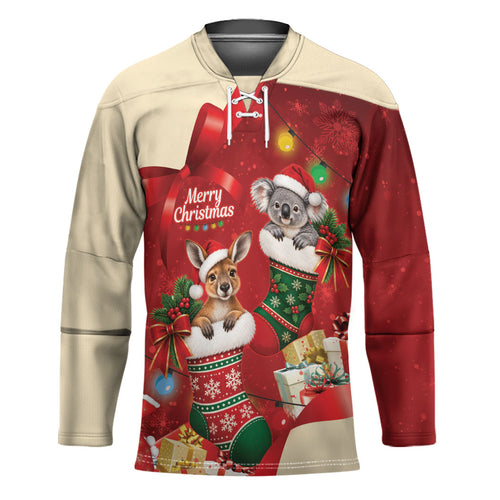 Kangaroo Koala Cockatoo Christmas Australia Hockey Jersey Aussie Xmas Sock Coquette Bow