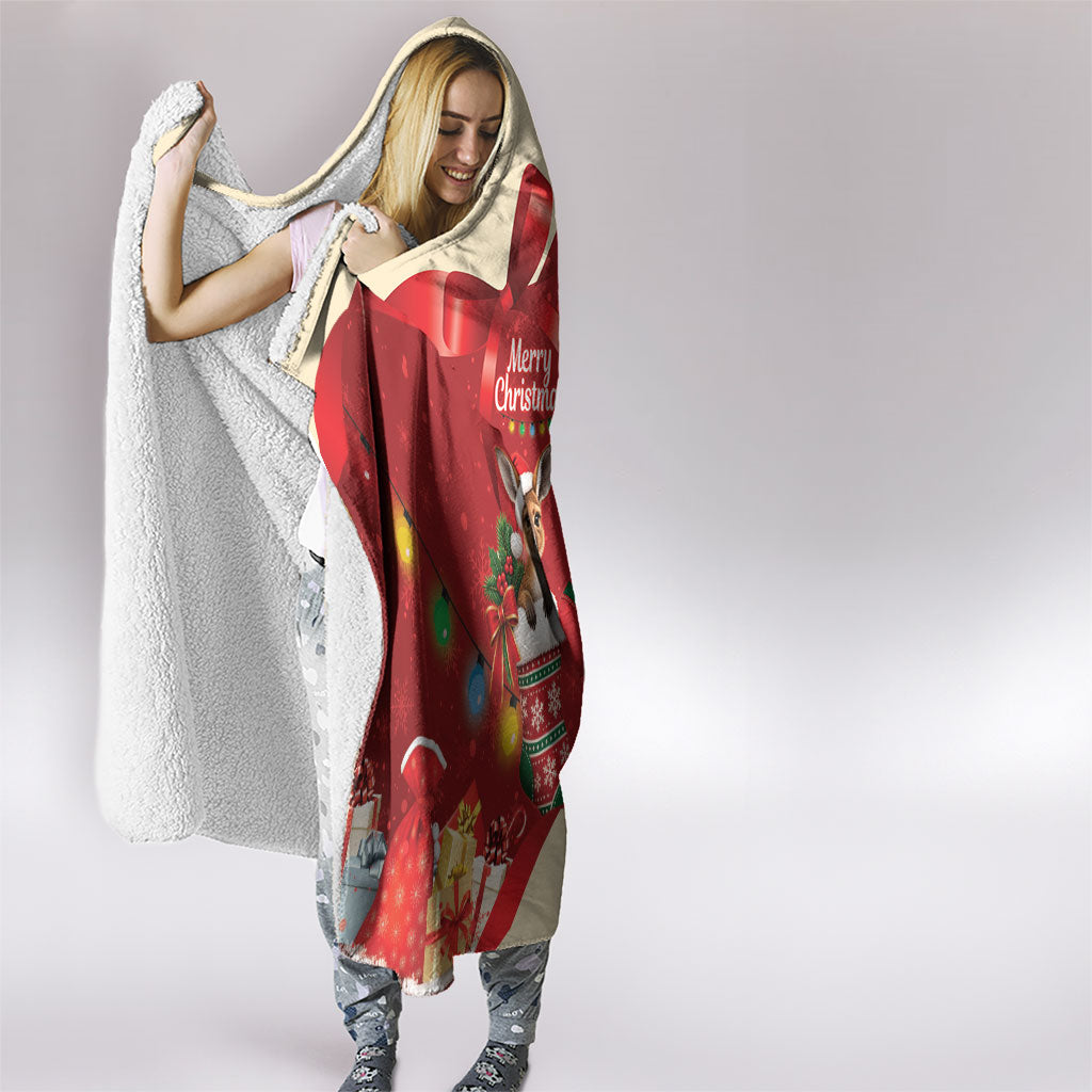 Kangaroo Koala Cockatoo Christmas Australia Hooded Blanket Aussie Xmas Sock Coquette Bow
