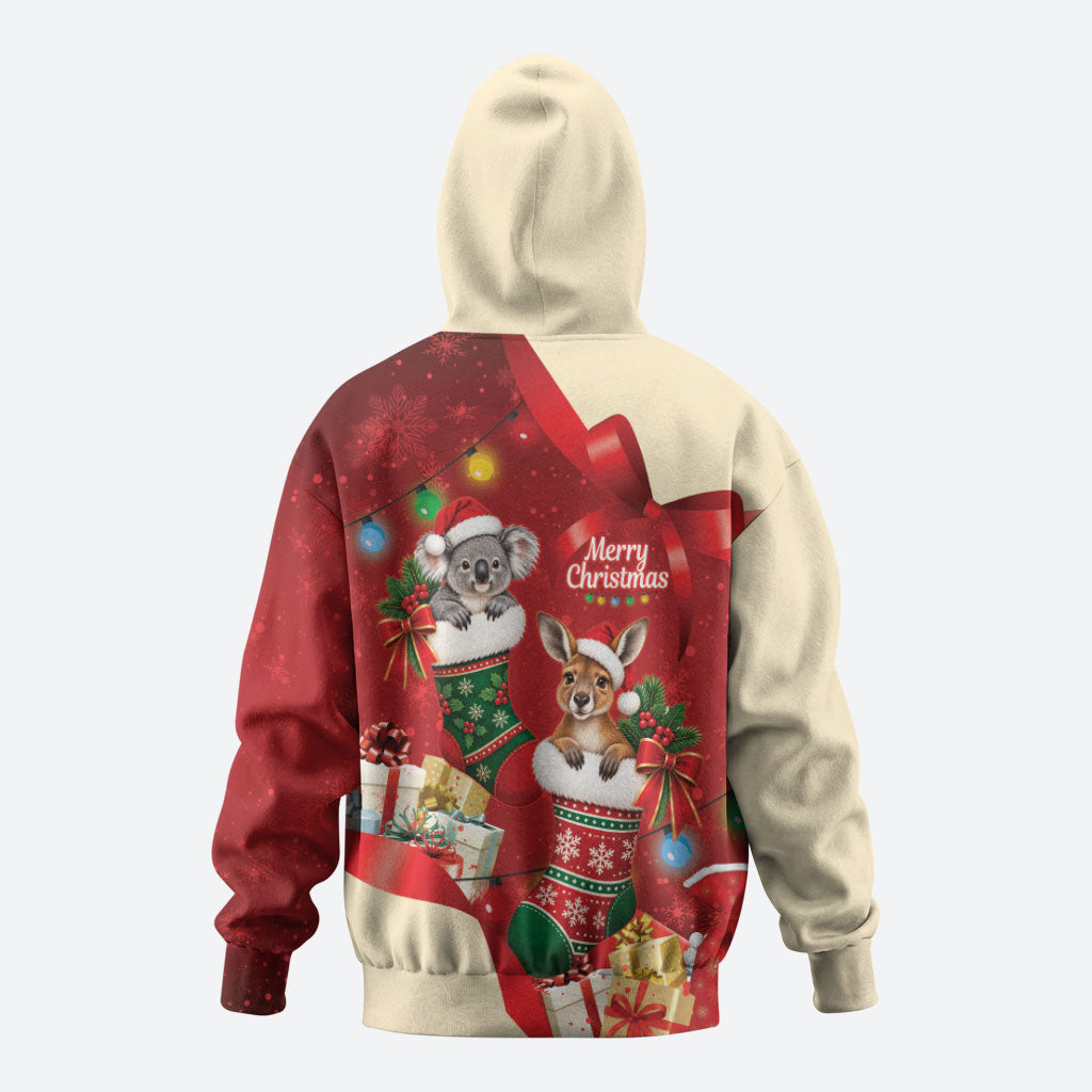 Kangaroo Koala Cockatoo Christmas Australia Hoodie Aussie Xmas Sock Coquette Bow
