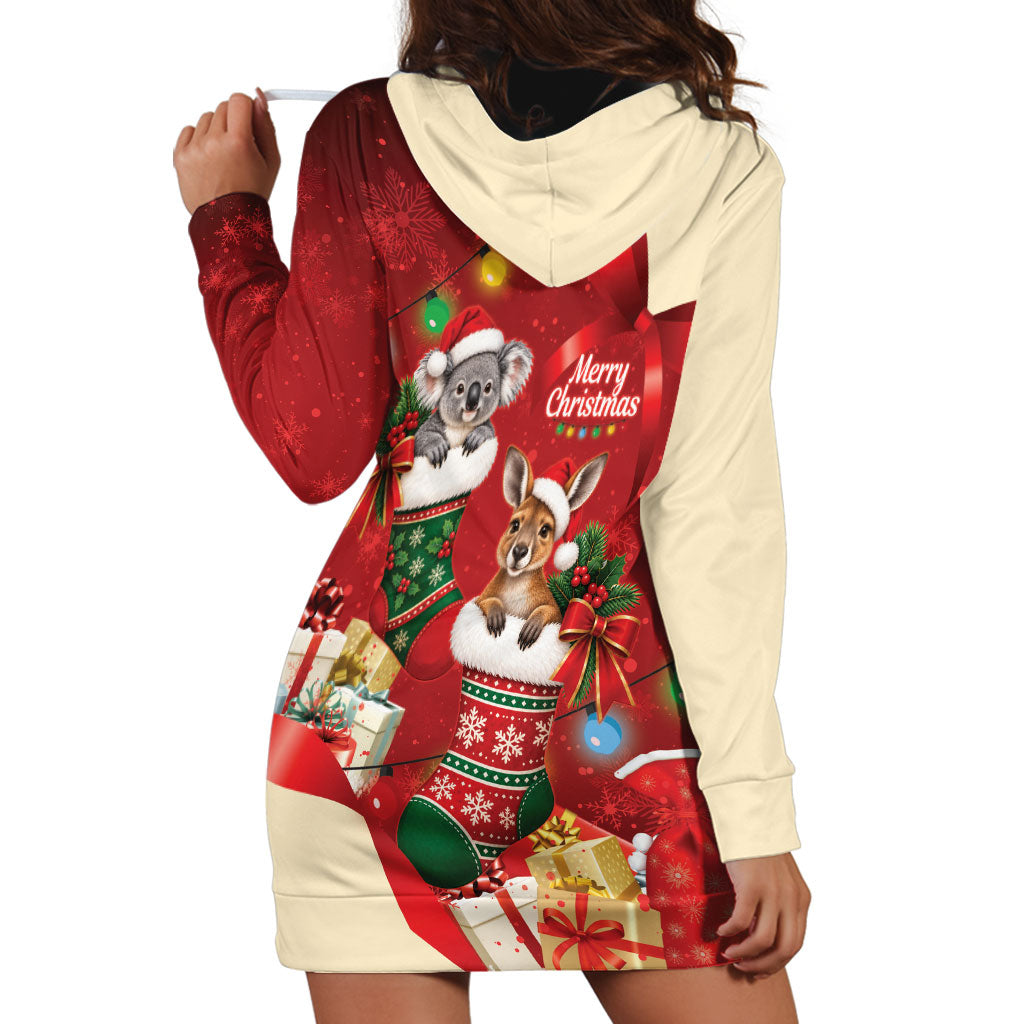 Kangaroo Koala Cockatoo Christmas Australia Hoodie Dress Aussie Xmas Sock Coquette Bow