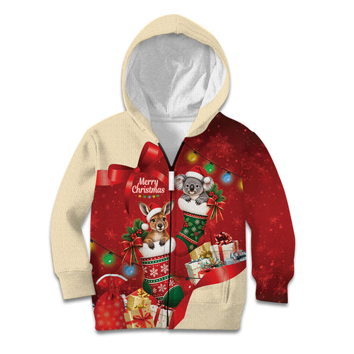 Kangaroo Koala Cockatoo Christmas Australia Kid Hoodie Aussie Xmas Sock Coquette Bow