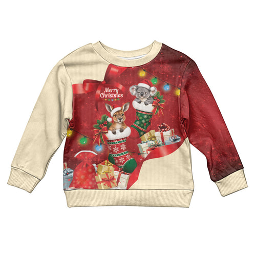 Kangaroo Koala Cockatoo Christmas Australia Kid Ugly Christmas Sweater Aussie Xmas Sock Coquette Bow